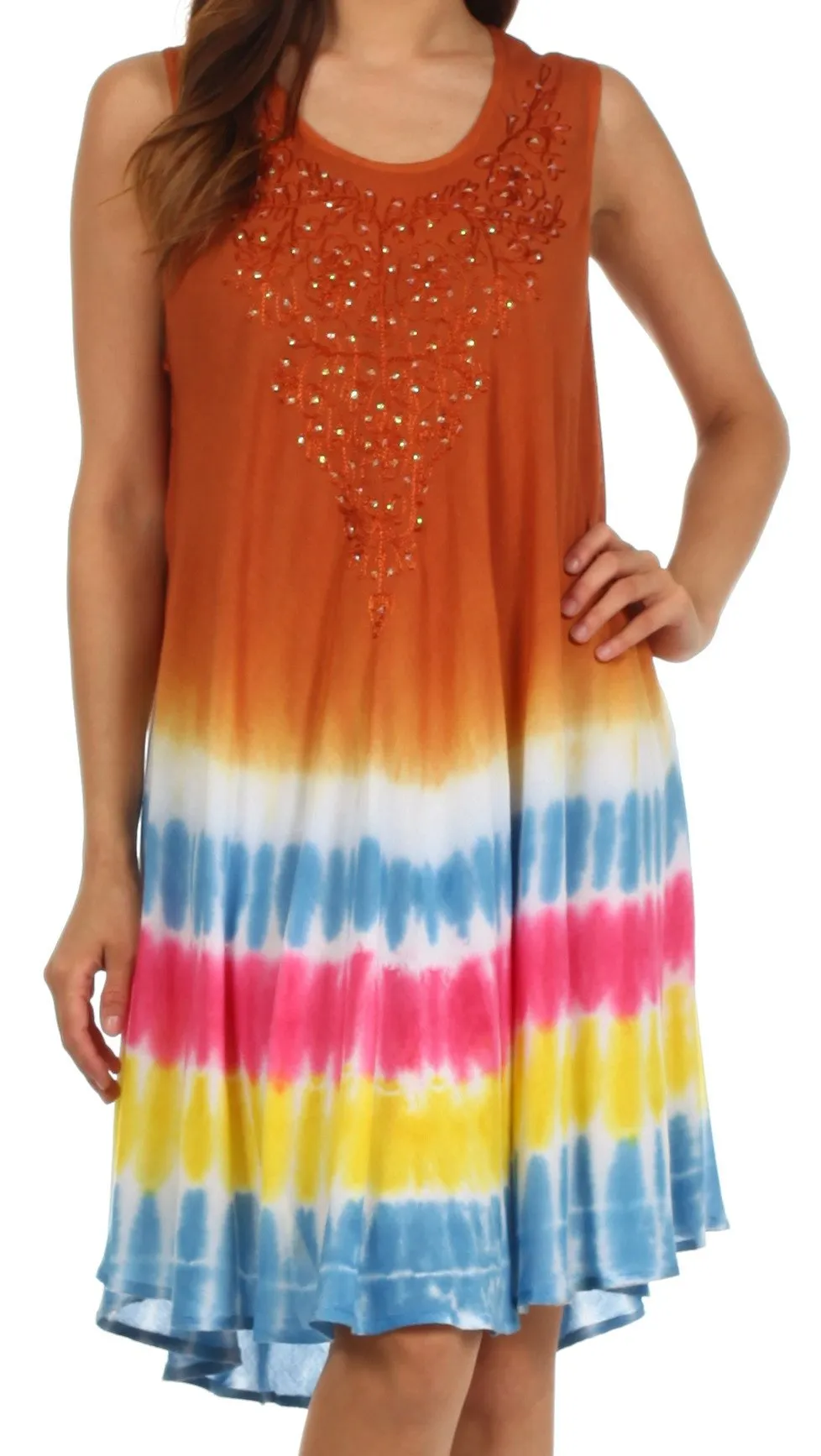 Sakkas Multi-Color Tie Dye Tank Dress / Cover Up