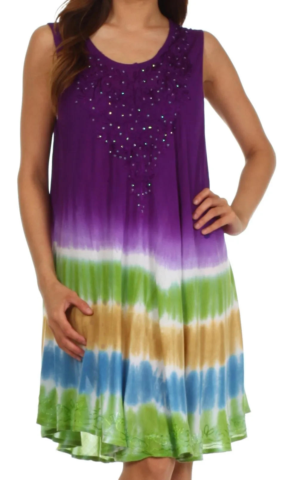 Sakkas Multi-Color Tie Dye Tank Dress / Cover Up