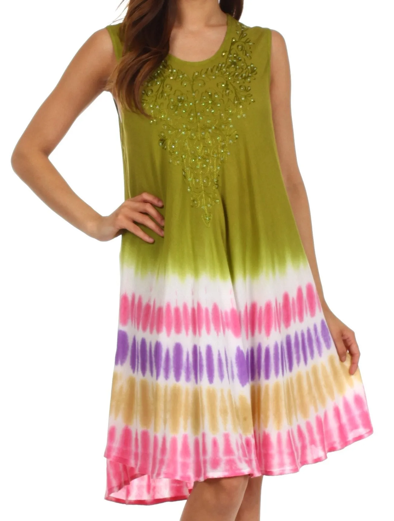 Sakkas Multi-Color Tie Dye Tank Dress / Cover Up