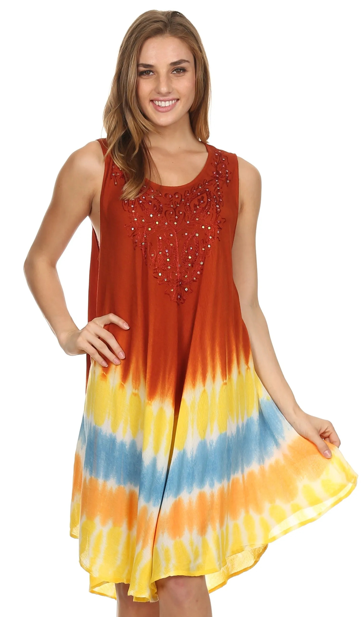 Sakkas Multi-Color Tie Dye Tank Dress / Cover Up