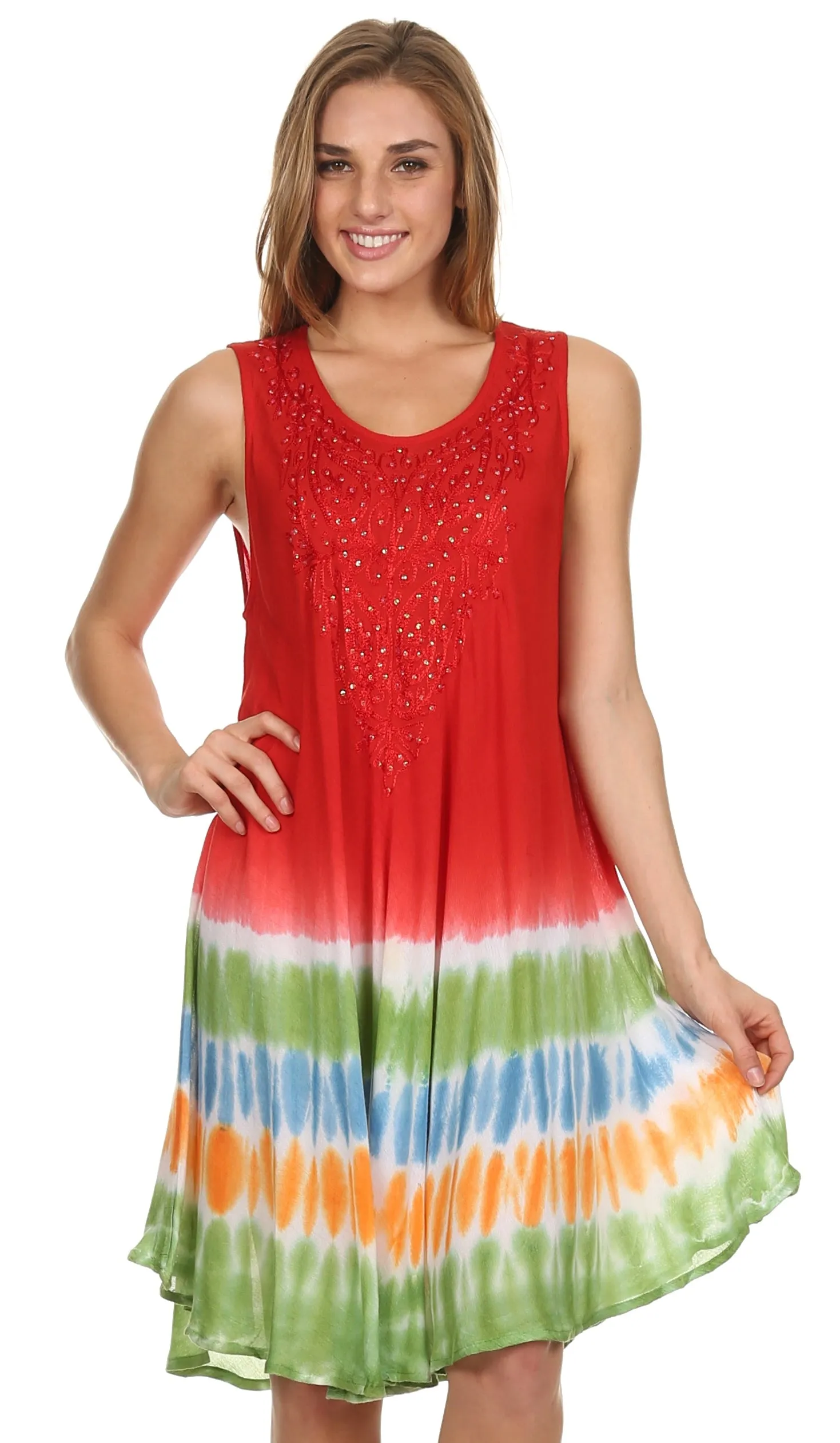 Sakkas Multi-Color Tie Dye Tank Dress / Cover Up