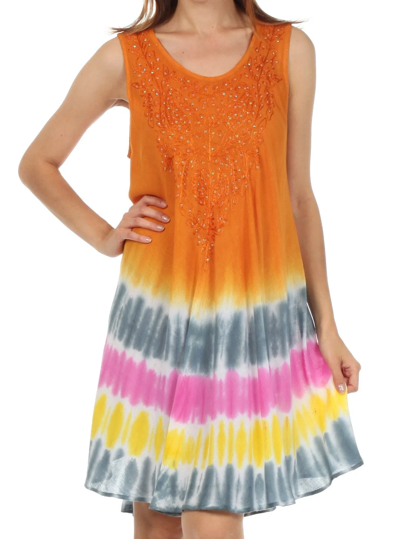 Sakkas Multi-Color Tie Dye Tank Dress / Cover Up