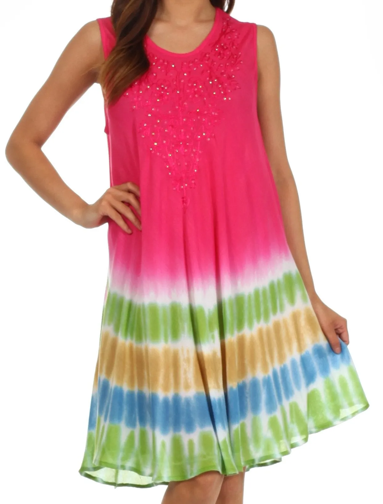 Sakkas Multi-Color Tie Dye Tank Dress / Cover Up