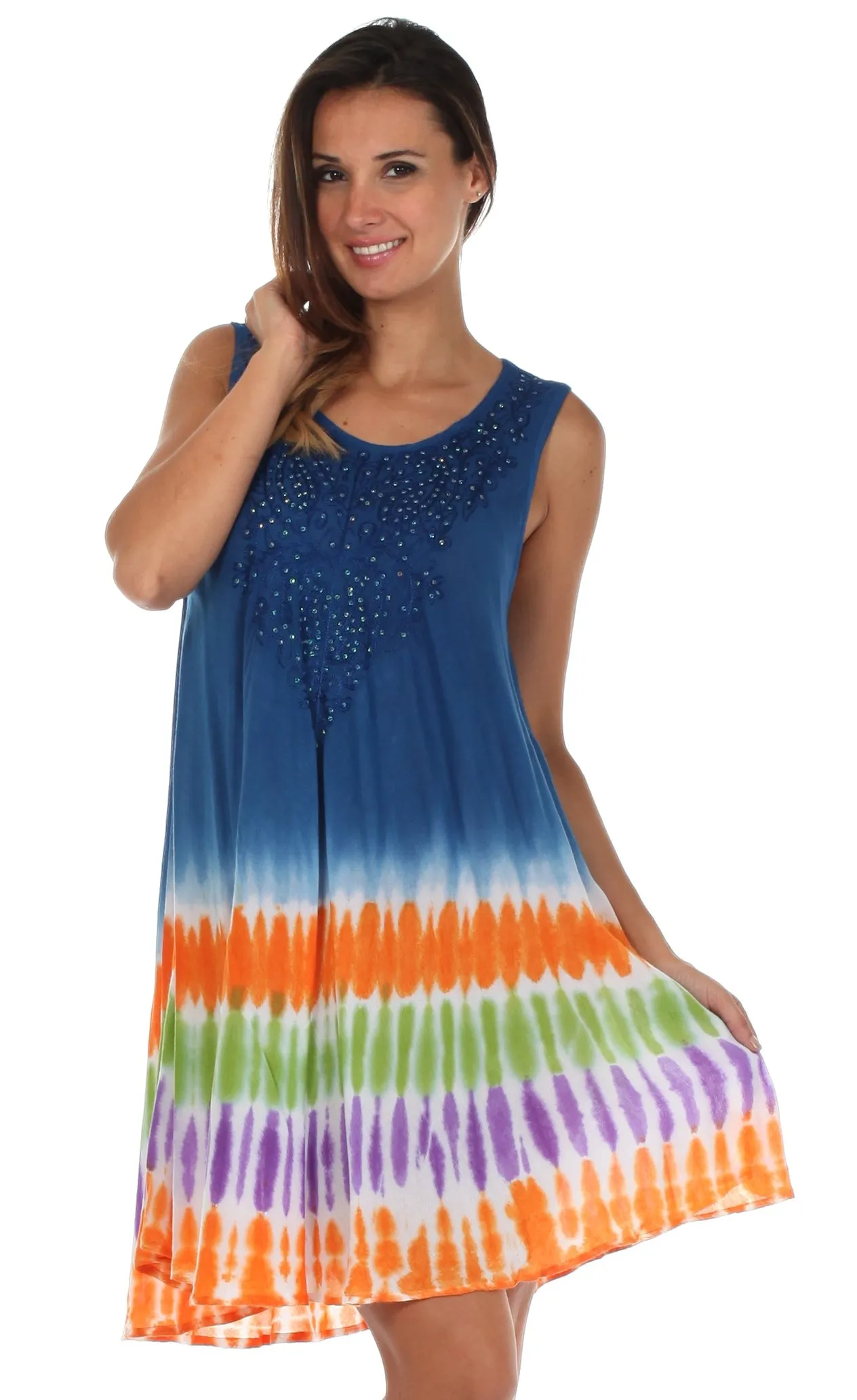 Sakkas Multi-Color Tie Dye Tank Dress / Cover Up