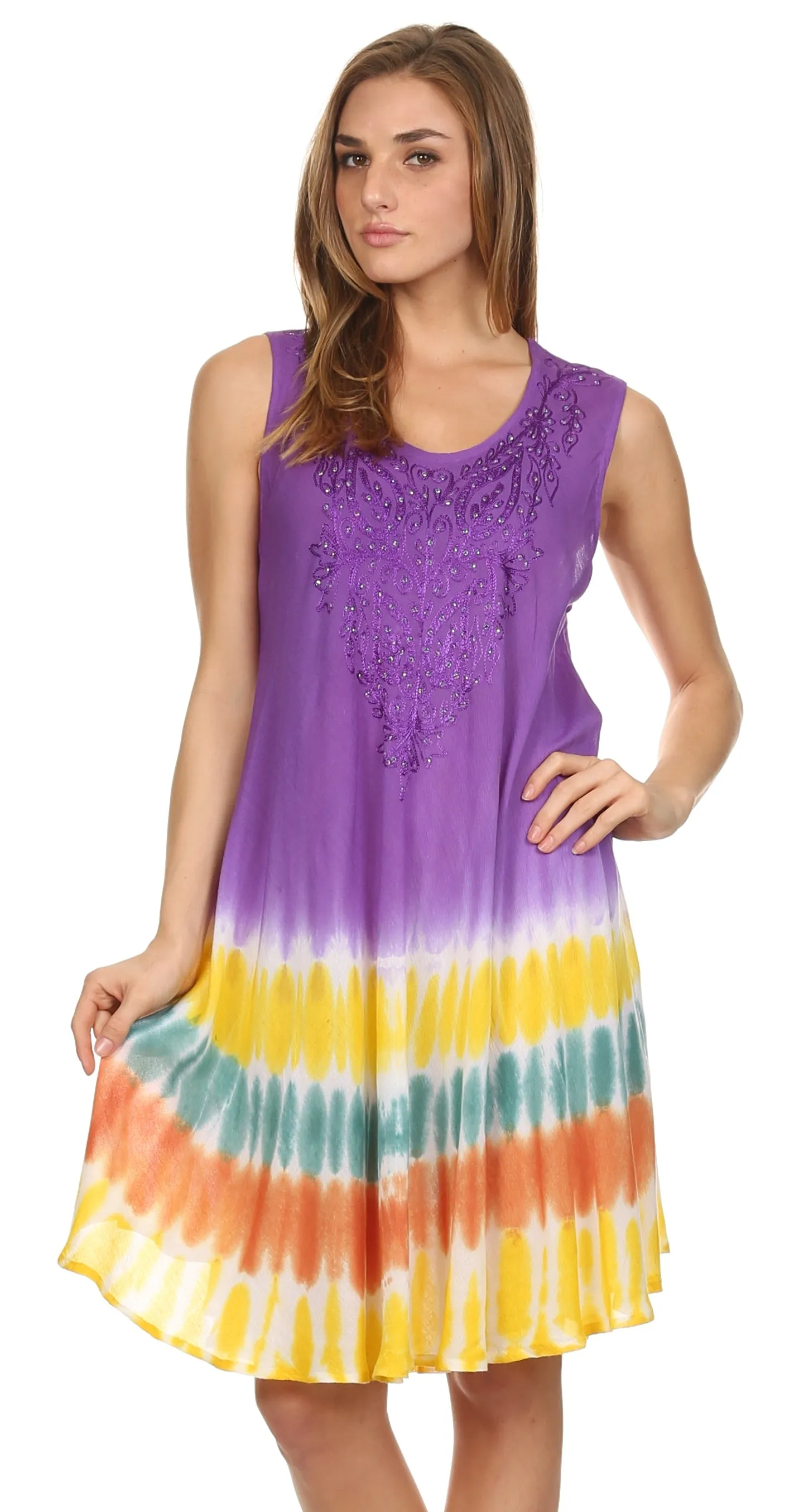 Sakkas Multi-Color Tie Dye Tank Dress / Cover Up