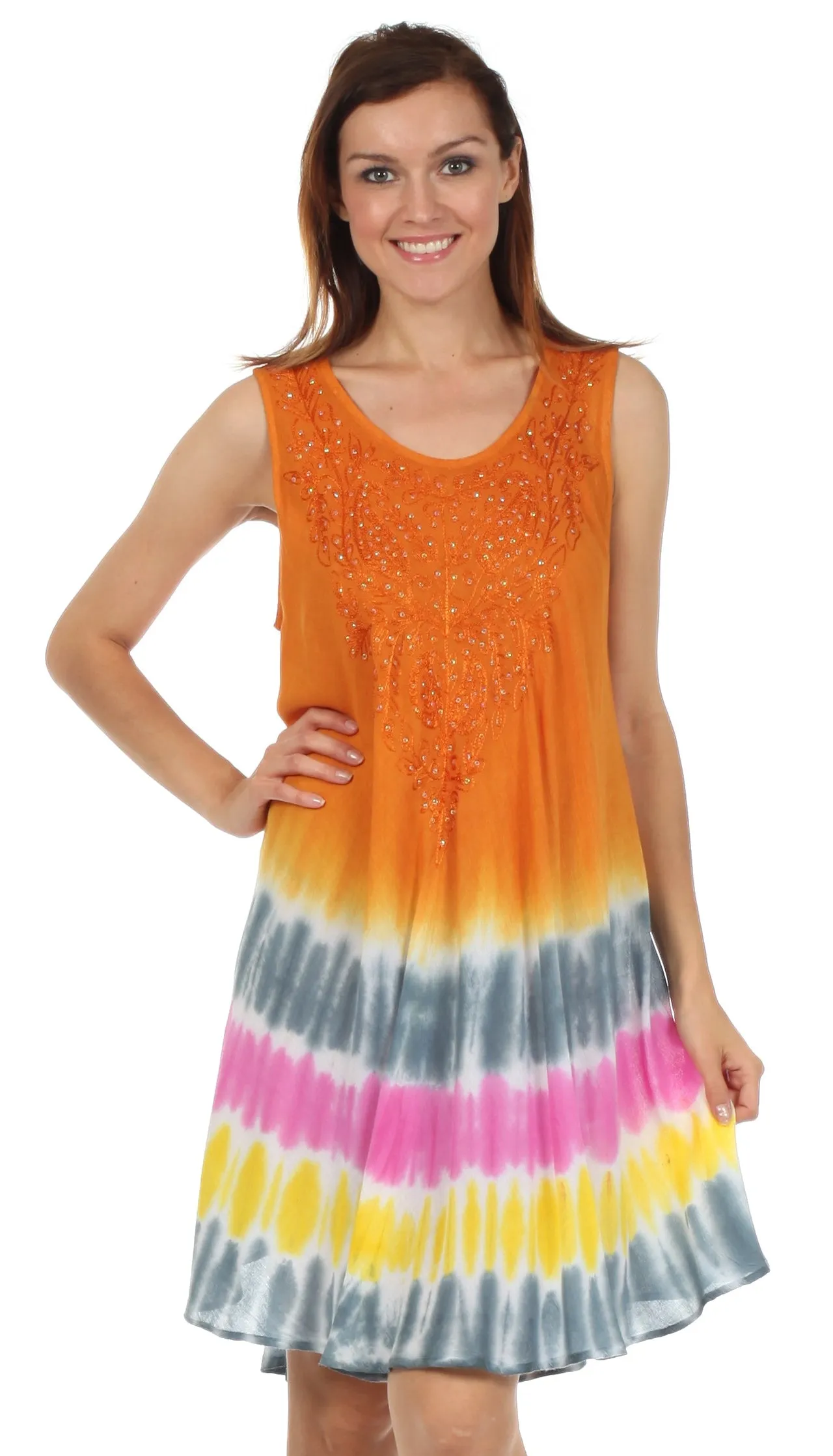 Sakkas Multi-Color Tie Dye Tank Dress / Cover Up