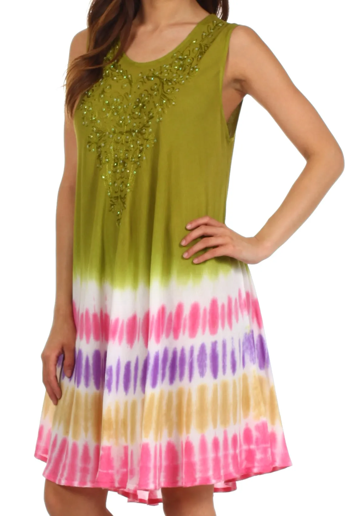 Sakkas Multi-Color Tie Dye Tank Dress / Cover Up