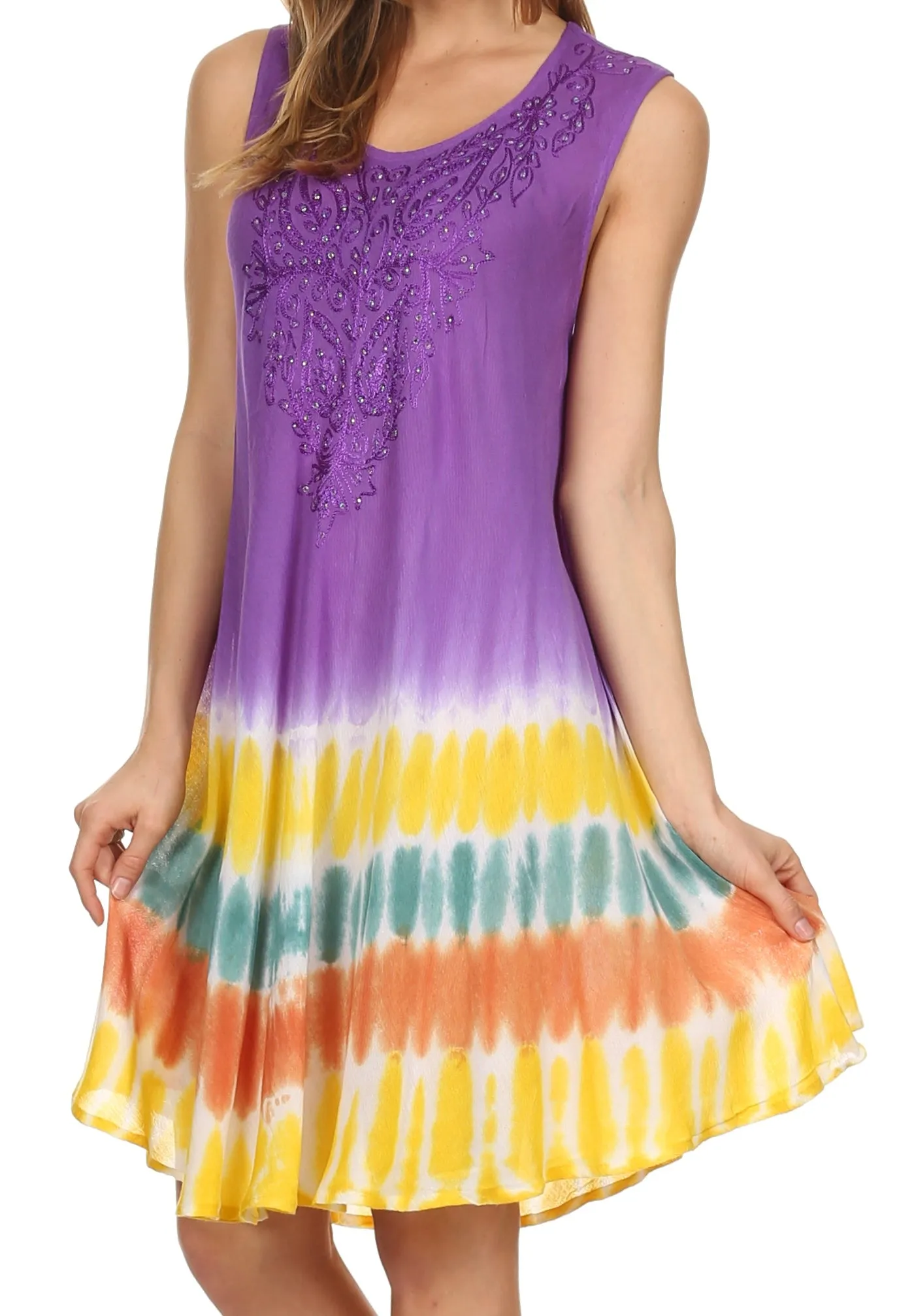 Sakkas Multi-Color Tie Dye Tank Dress / Cover Up