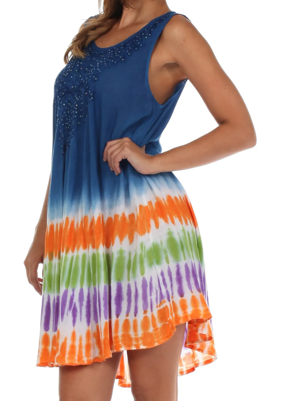 Sakkas Multi-Color Tie Dye Tank Dress / Cover Up