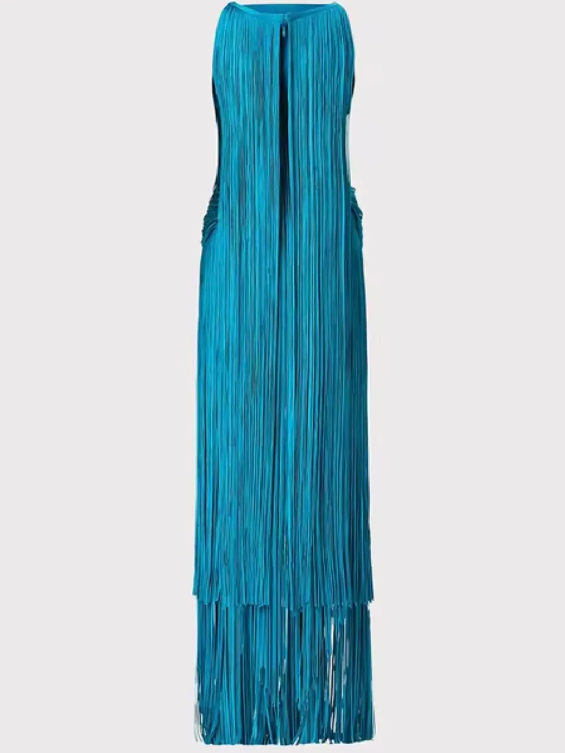 Solid colors fringes tassels maxi dress