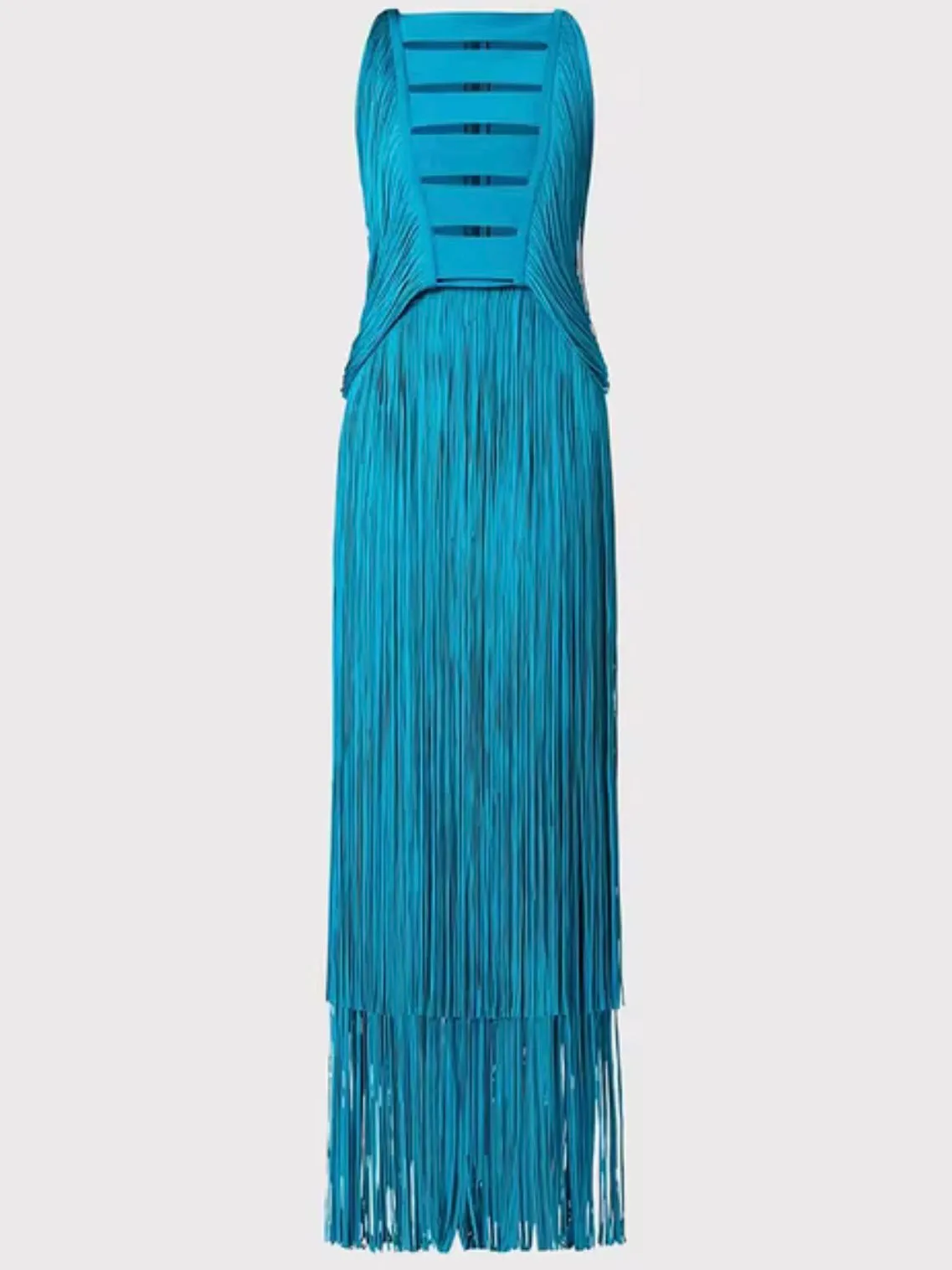 Solid colors fringes tassels maxi dress