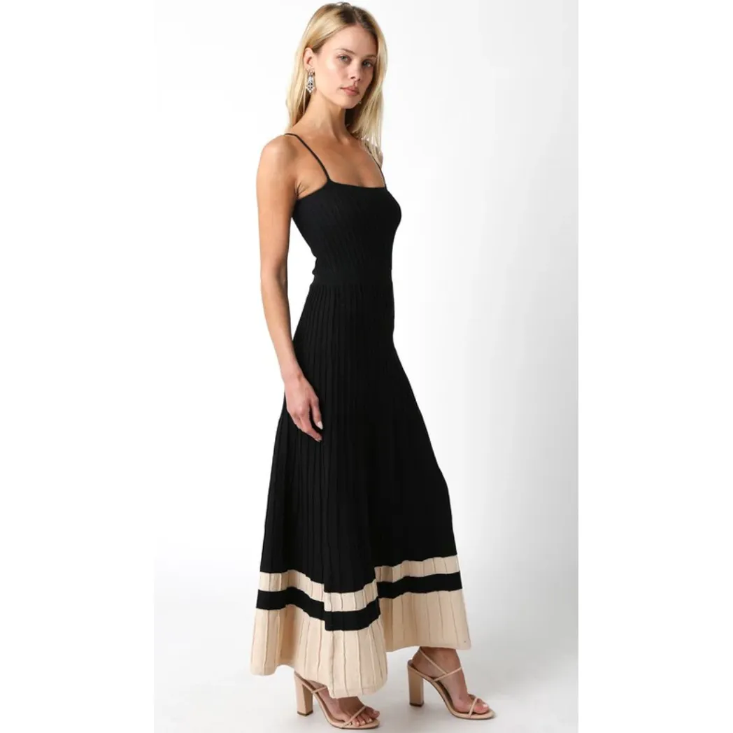 The Betsey Black Khaki Knit Midi Dress