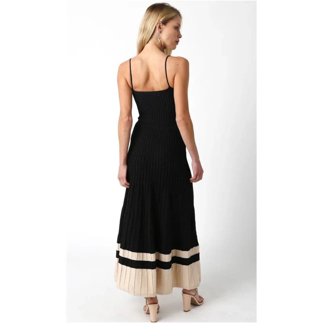 The Betsey Black Khaki Knit Midi Dress