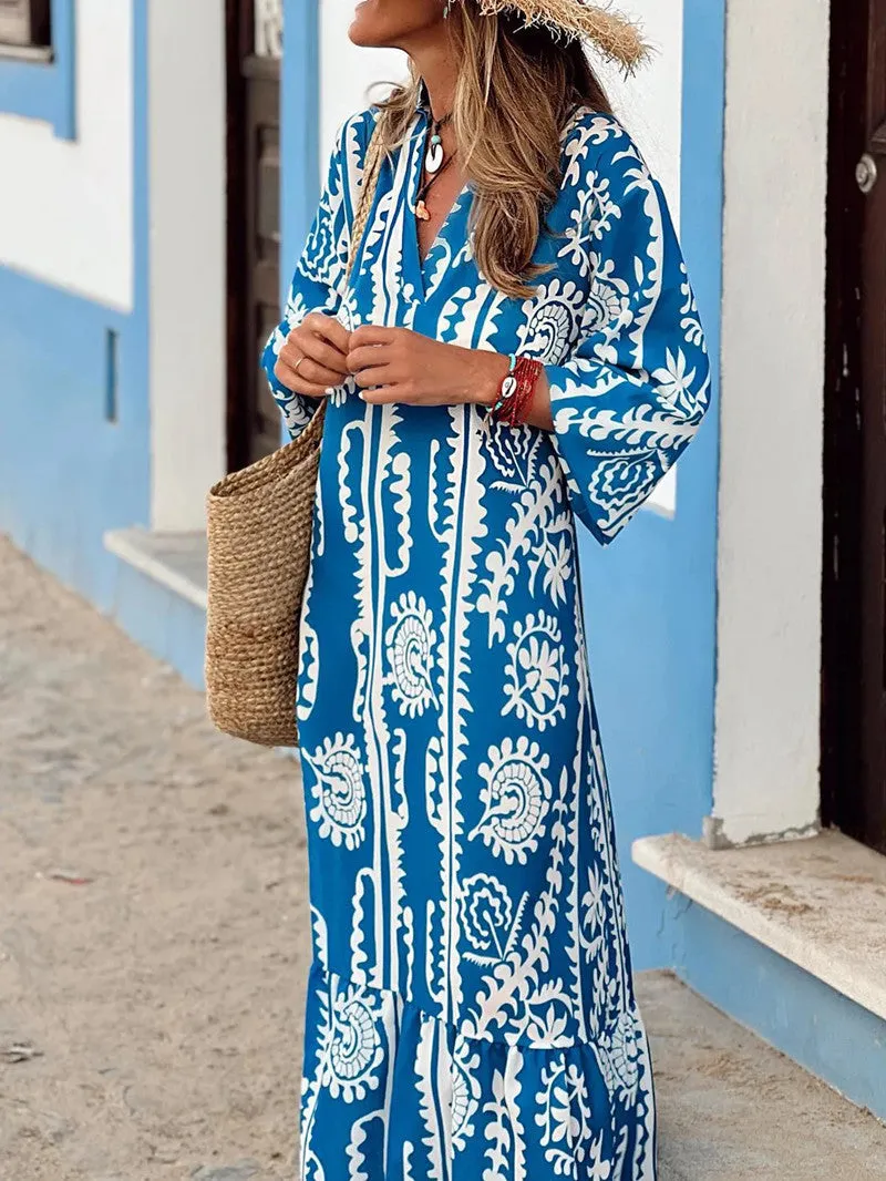 V-Neck Bohemian Long Dress