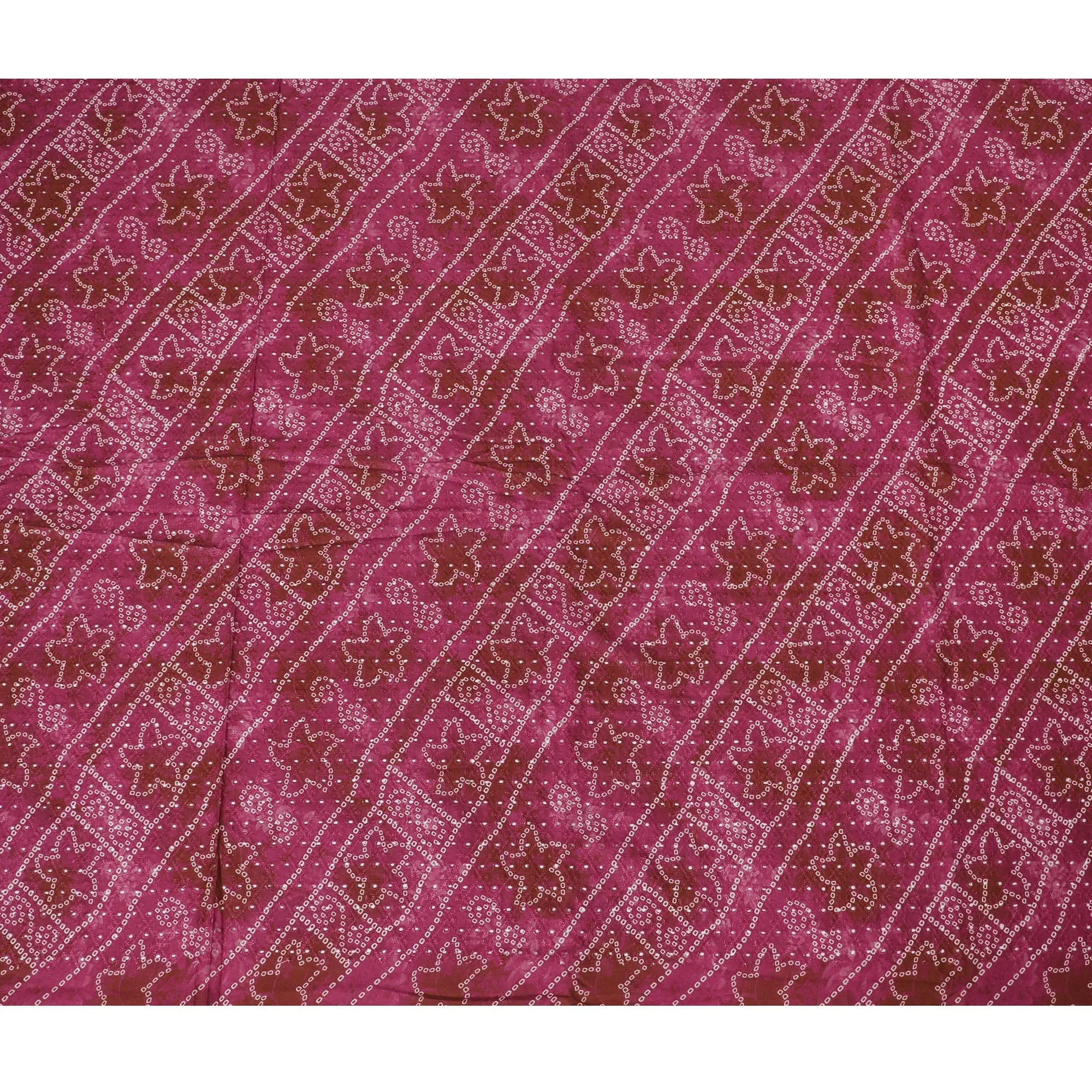 Vibrant Pink Patterned blended Cotton Lawn Fabric with Embroidery - 110 cm Wide - D19605