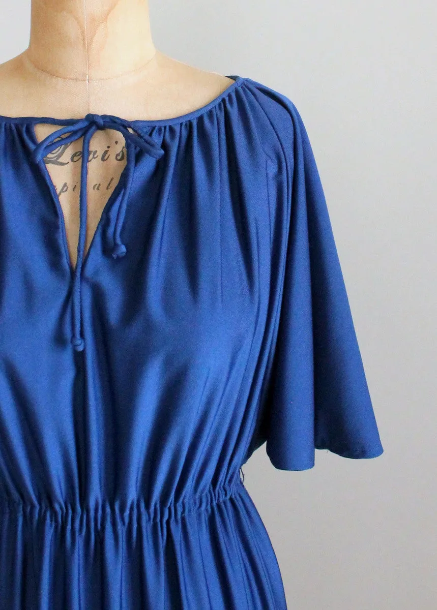 Vintage 1970s Royal Blue Maxi Dress