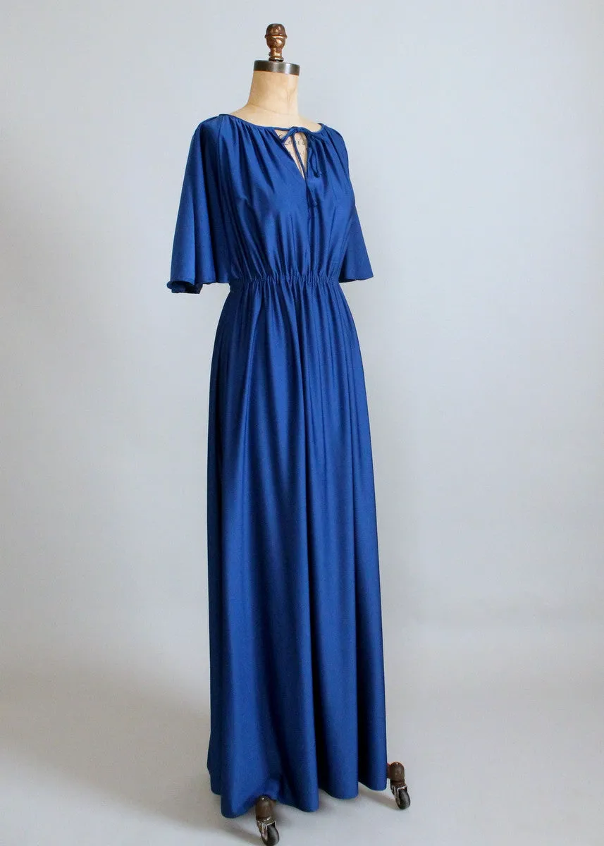 Vintage 1970s Royal Blue Maxi Dress