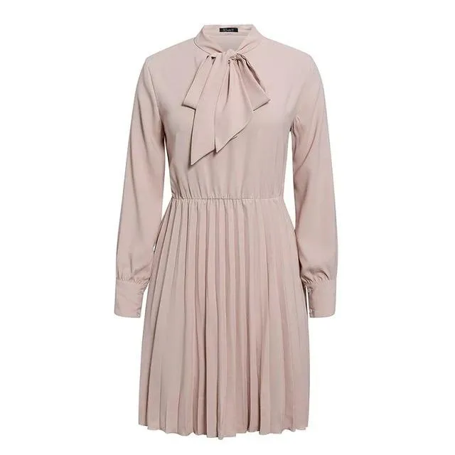 Vintage Elegant Office Casual Solid Pink Office Dress