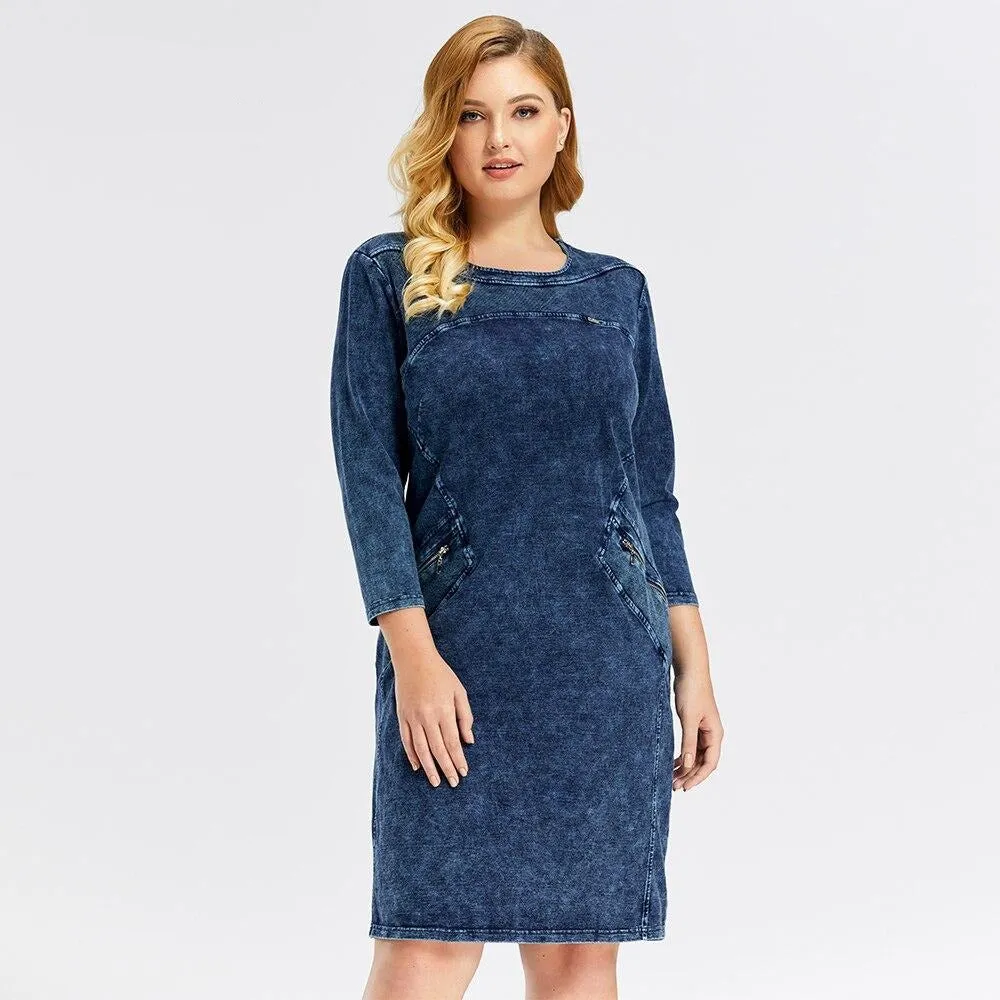 Women'S Plus Size Denim Dress Elasticity