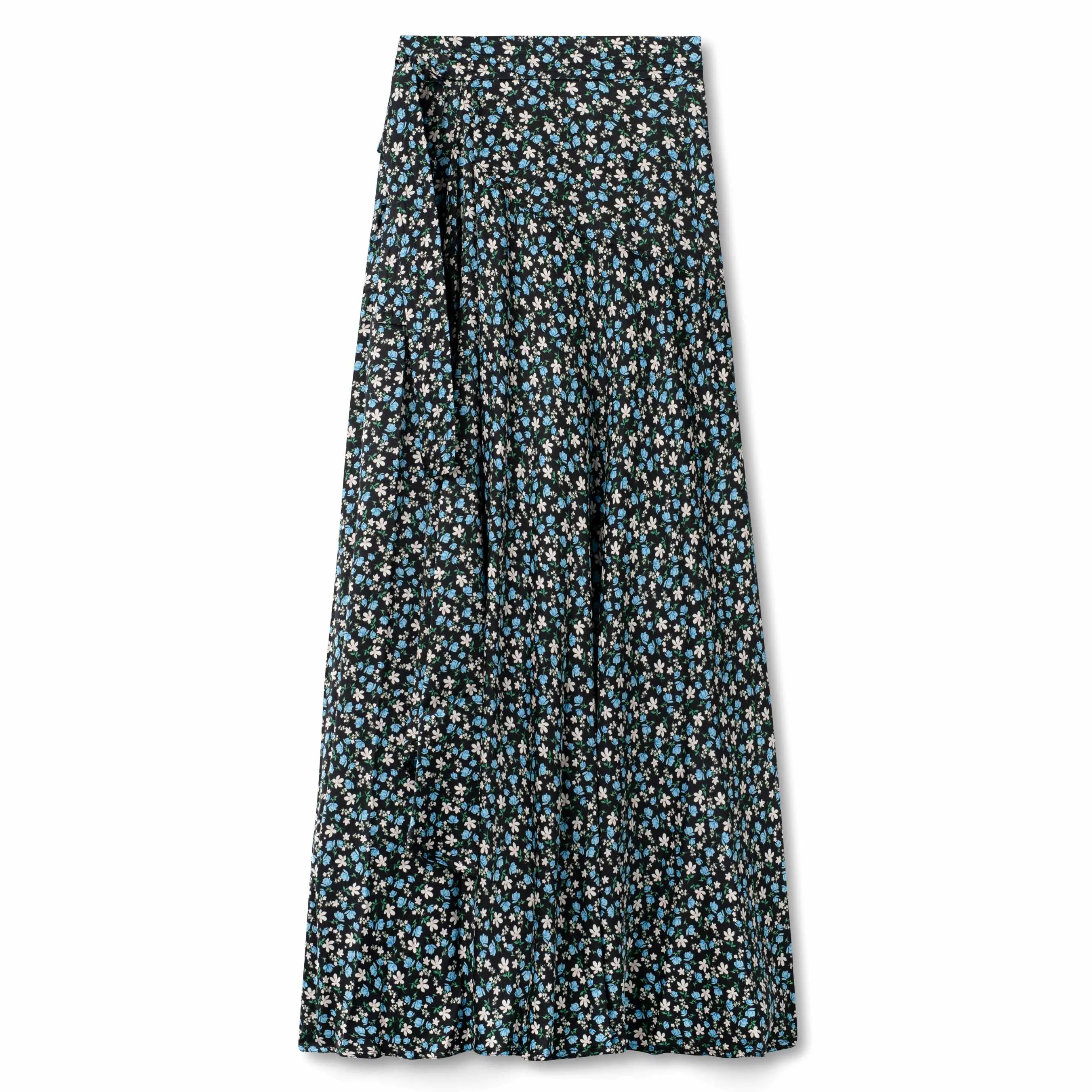 Wrap Tie Skirt - Blue Floral