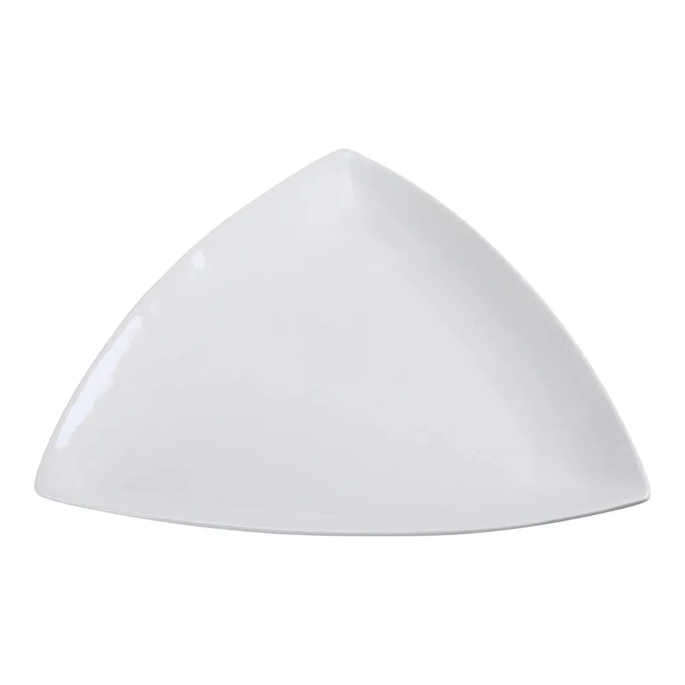 Yanco FU-412 Fuji 12" Triangular Plate in Bone White Porcelain, Pack of 12